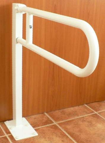 Poręcz łukowa Ø 32 mm, podnoszona 76x76 cm, z postumentem, biała
